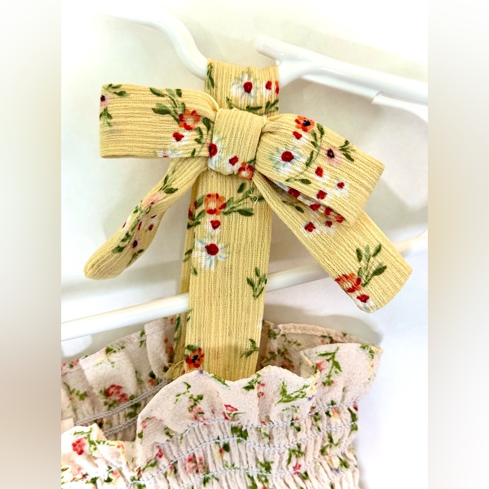 Bonnie Jean Smocked Pink / Yellow Floral Sun Dress - Picture 11 of 16